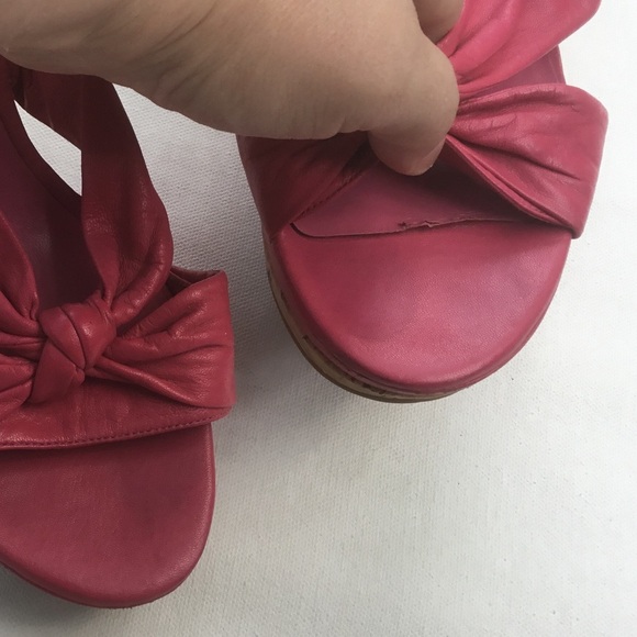 Guess Pink Heels Platform Fashionable Statement Shoes Cork and Genuine Leather - Picture 5 of 8